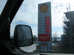 Preise an einer Shell-Tankstelle am 24.02.2011