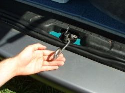Heckklappenaussteller aus Edelstahl im VW T4