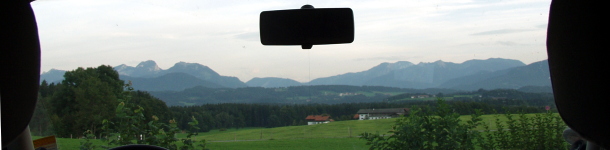 Windschutzscheibendurchblich bei der Raststätte Irschenberg, September 2008